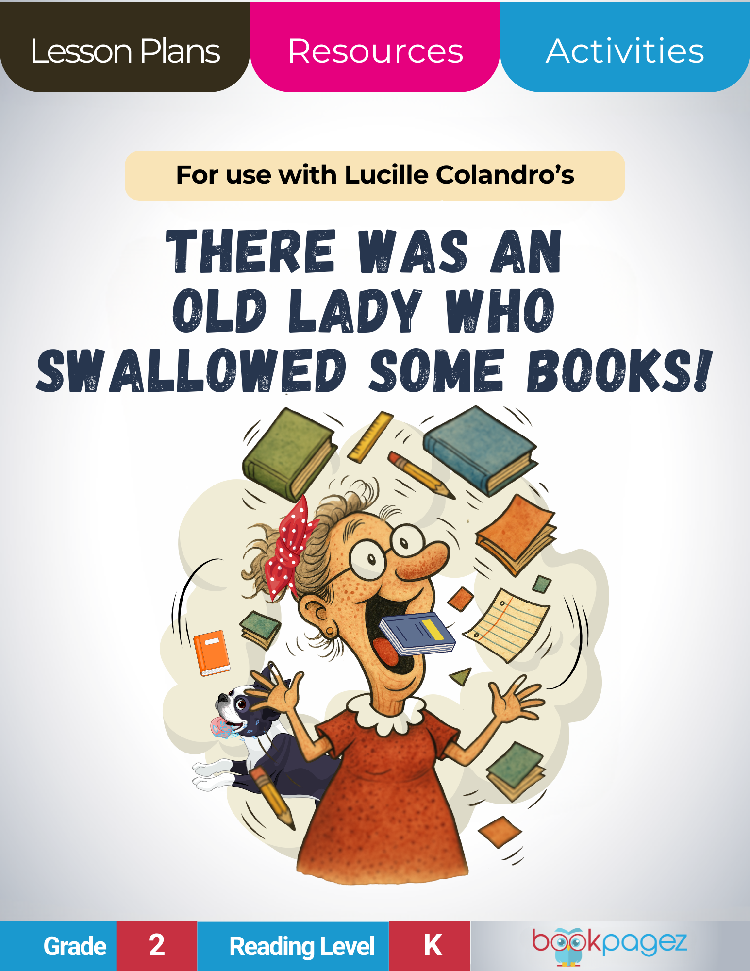 The cover for There Was an Old Lady Who Swallowed Some Books! Lesson Plans and Teaching Resources