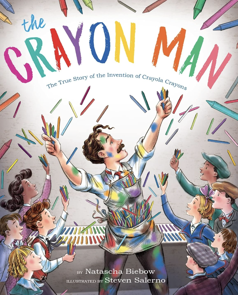 The cover for the book The Crayon Man: The True Story of the Invention of Crayola Crayons